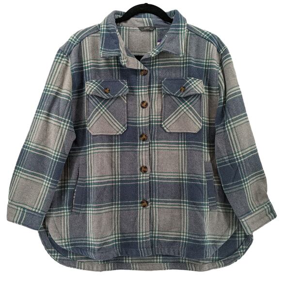 Members Mark Plaid Shacket XXL Blue Layering Shirt Jacket Relaxed Fit Cozy Coat - Picture 1 of 10